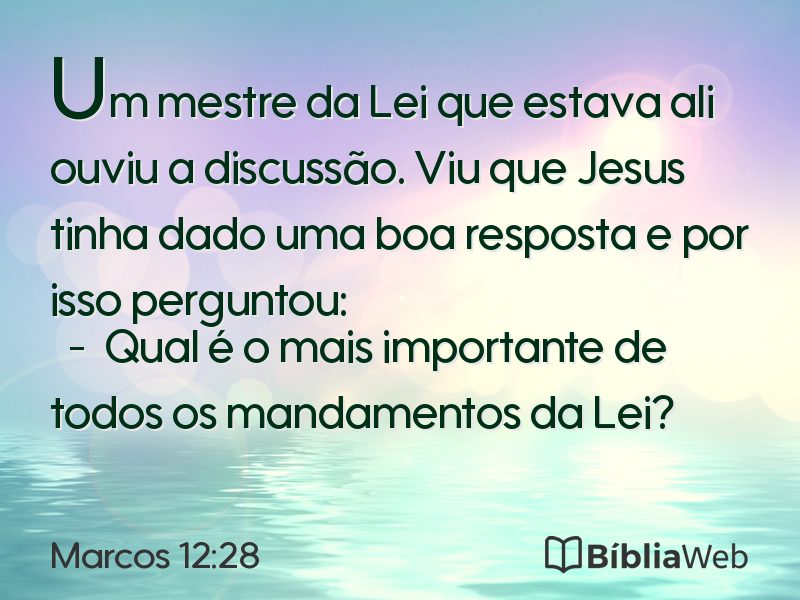 Marcos 12:28 em imagem para compartilhar