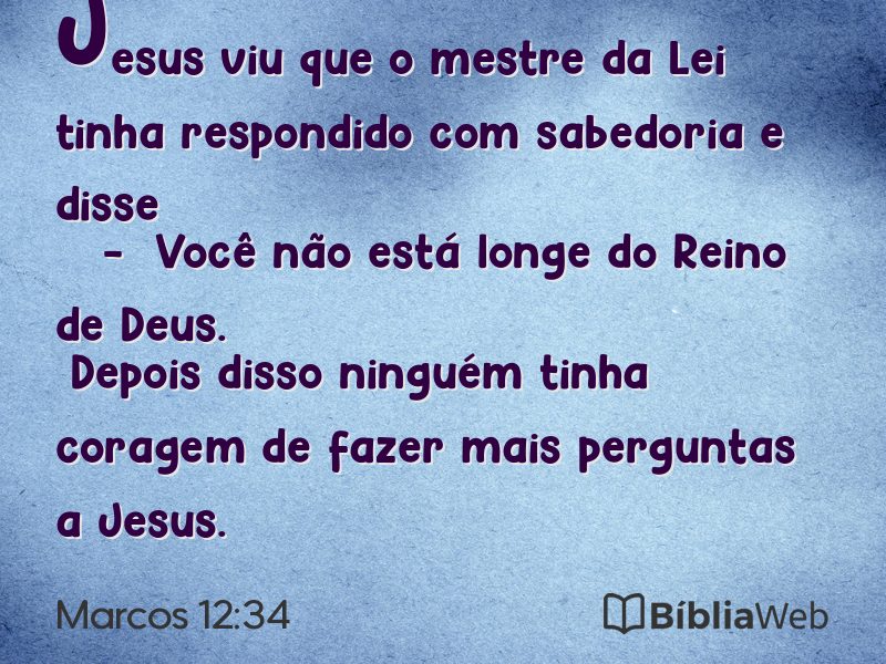 Marcos 12:34 em imagem para compartilhar