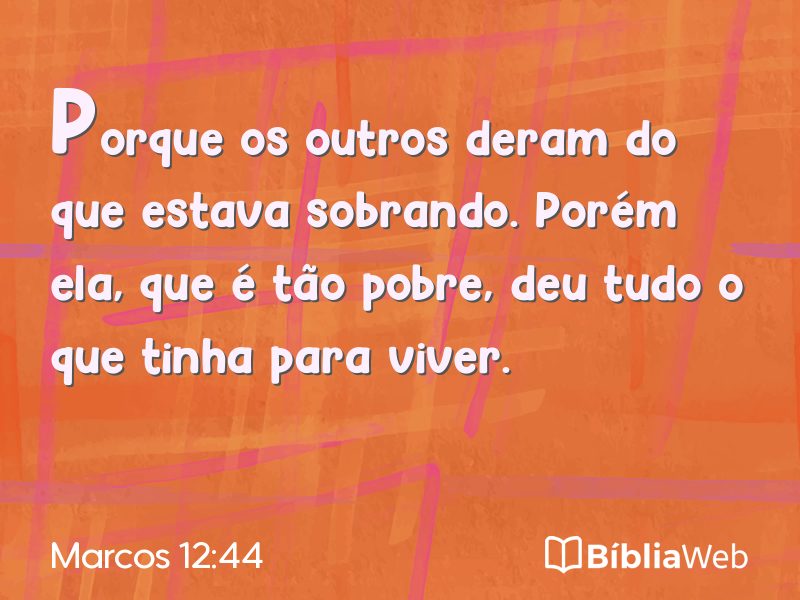 Marcos 12:44 em imagem para compartilhar