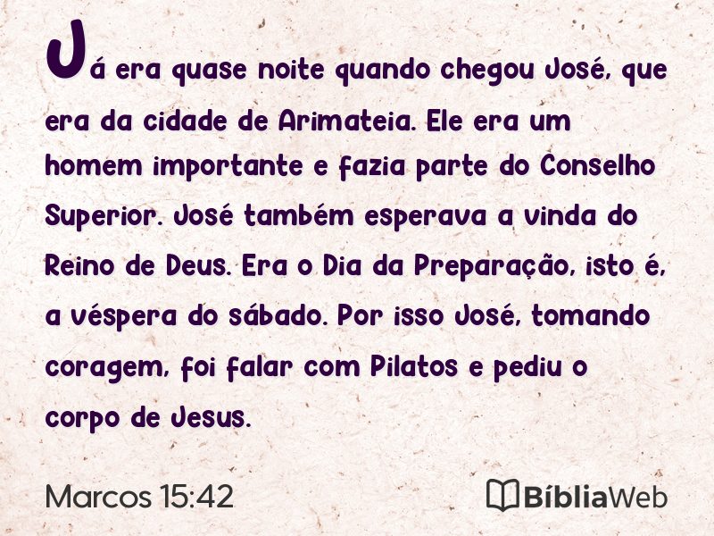 Marcos 15:42 em imagem para compartilhar