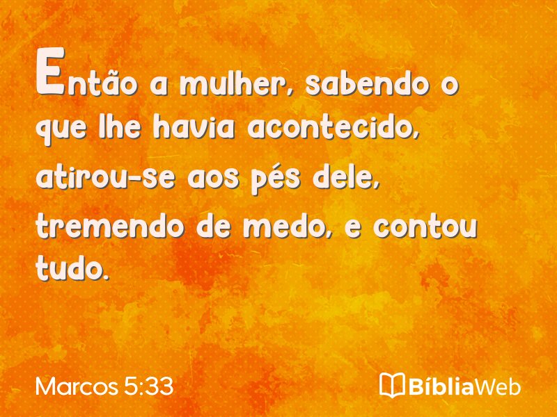 Marcos 5:33 em imagem para compartilhar