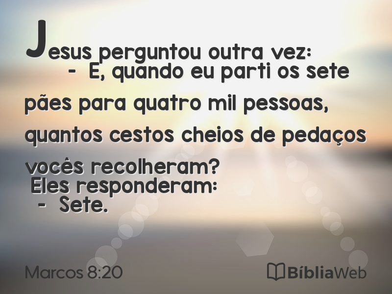 Marcos 8:20 em imagem para compartilhar
