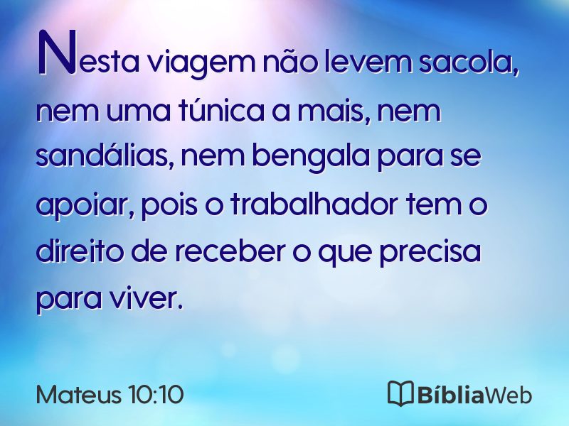 Mateus 10:10 em imagem para compartilhar