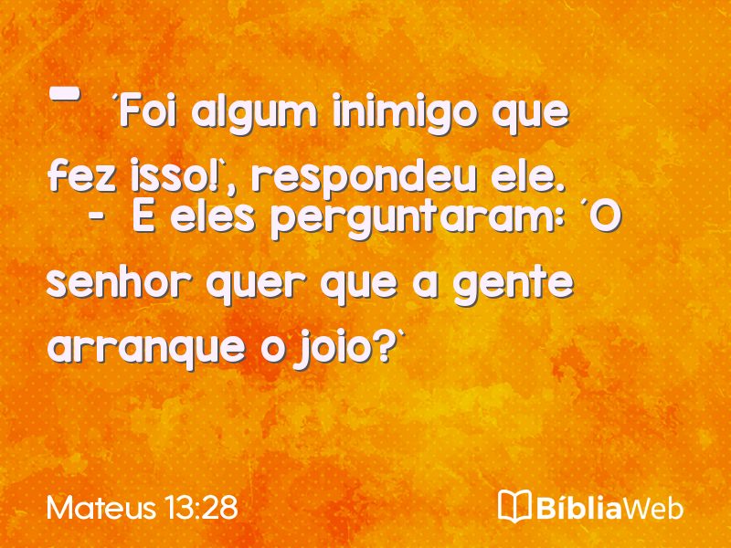 Mateus 13:28 em imagem para compartilhar