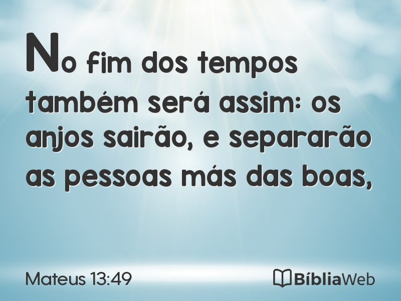 Mateus 13:49 em imagem para compartilhar