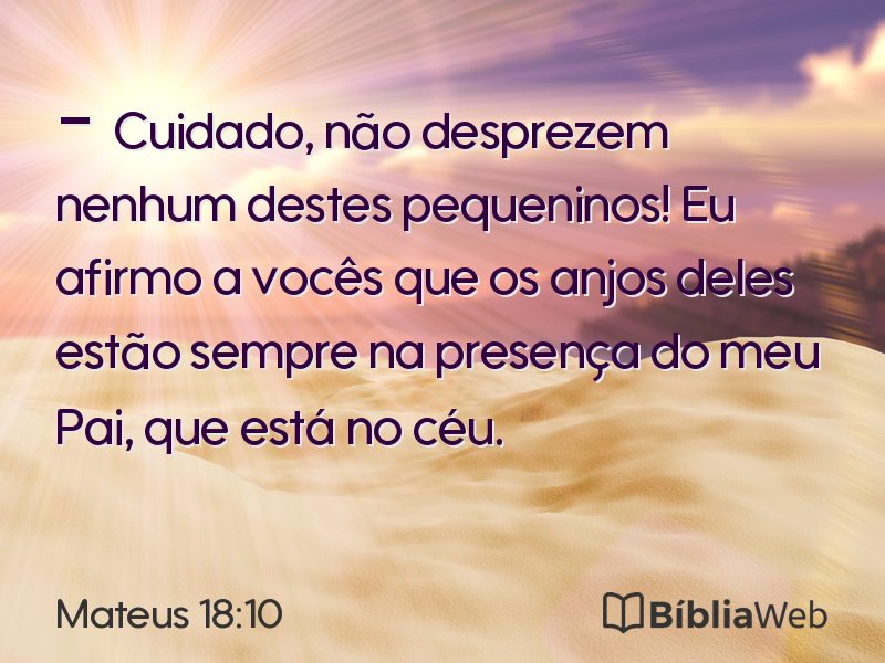 Mateus 18:10 em imagem para compartilhar