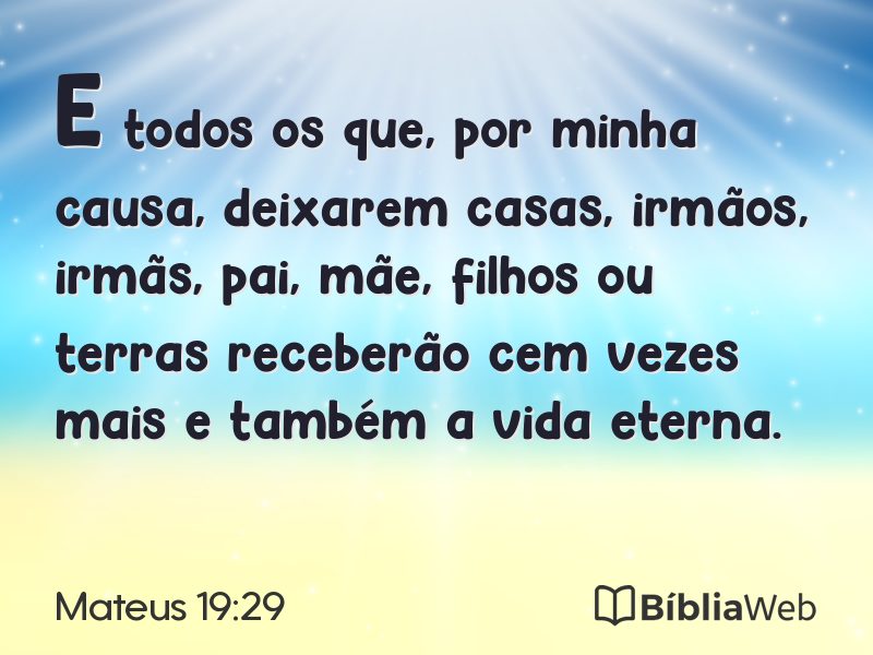 Mateus 19:29 em imagem para compartilhar