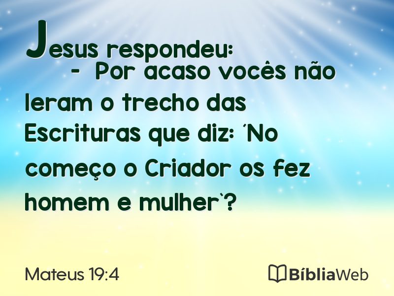 Mateus 19:4 em imagem para compartilhar
