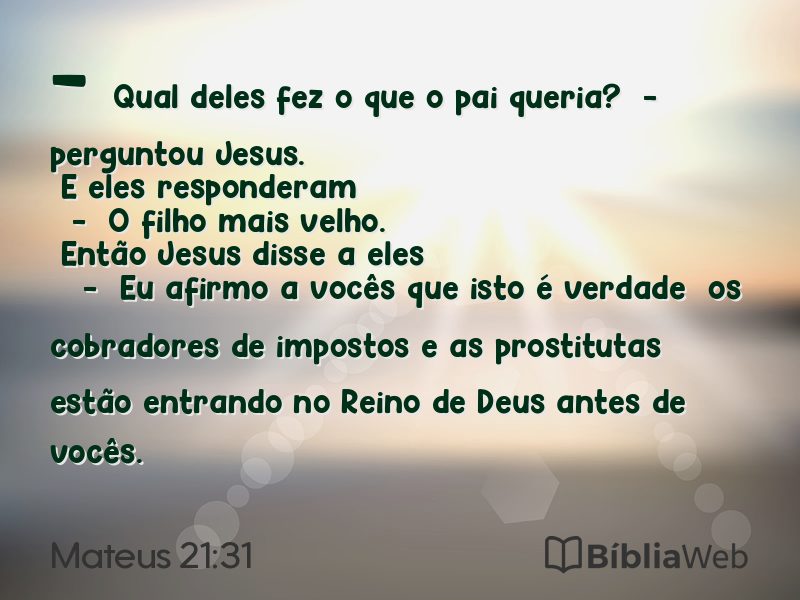 Mateus 21:31 em imagem para compartilhar