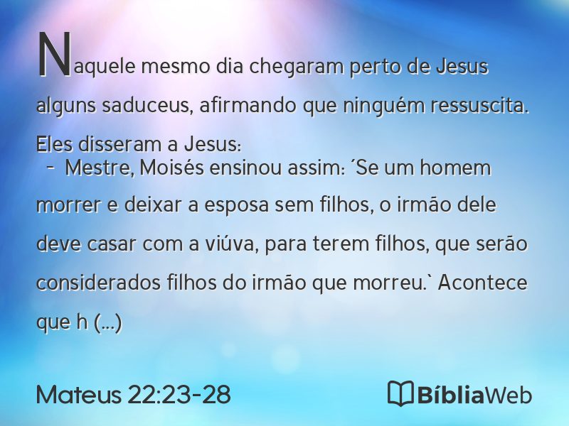 Mateus 22:23-28 em imagem para compartilhar