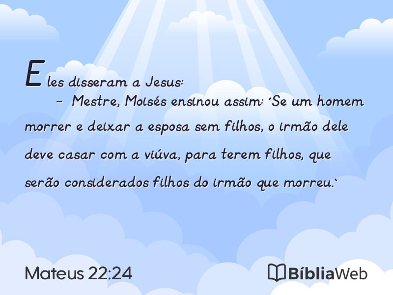 Mateus 22:24 em imagem para compartilhar