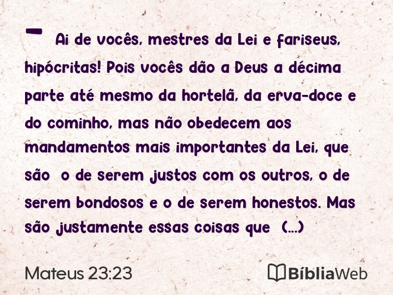 Mateus 23:23 em imagem para compartilhar