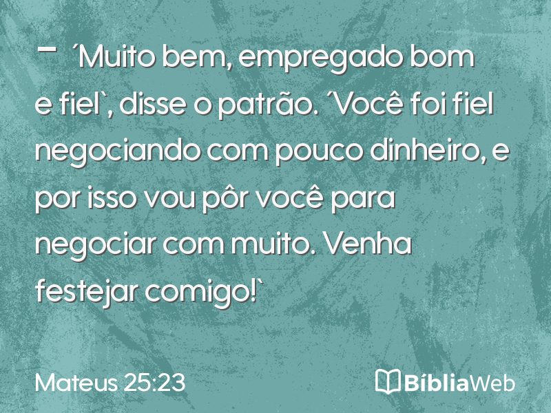 Mateus 25:23 em imagem para compartilhar