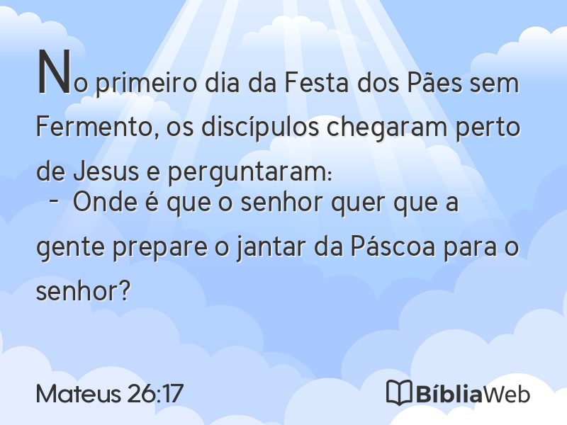 Mateus 26:17 em imagem para compartilhar