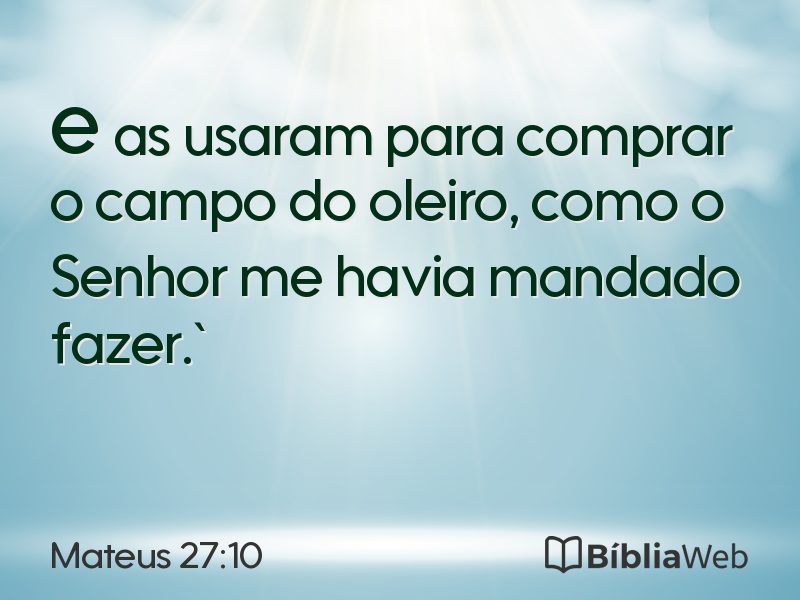 Mateus 27:10 em imagem para compartilhar