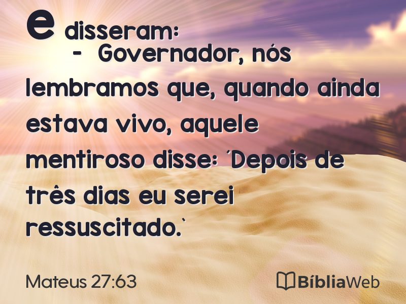 Mateus 27:63 em imagem para compartilhar