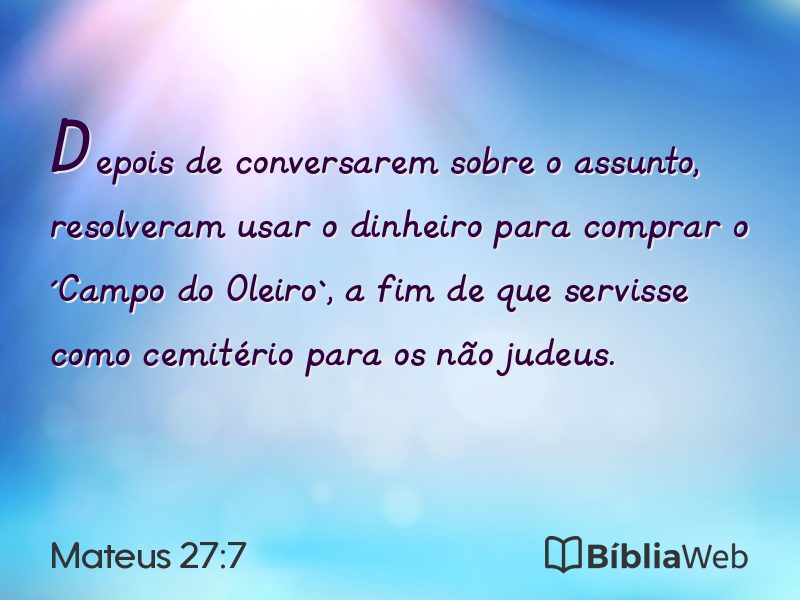 Mateus 27:7 em imagem para compartilhar