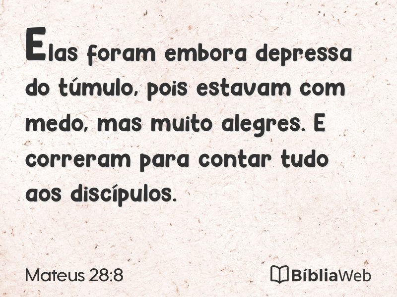 Mateus 28:8 em imagem para compartilhar