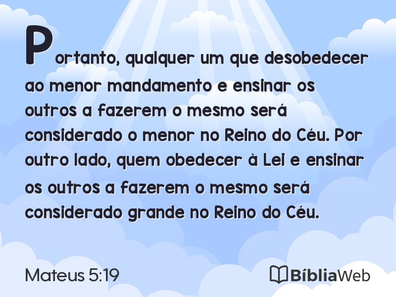 Mateus 5:19 em imagem para compartilhar