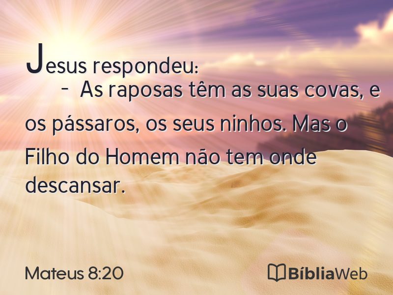 Mateus 8:20 em imagem para compartilhar