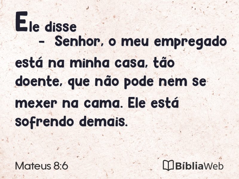 Mateus 8:6 em imagem para compartilhar