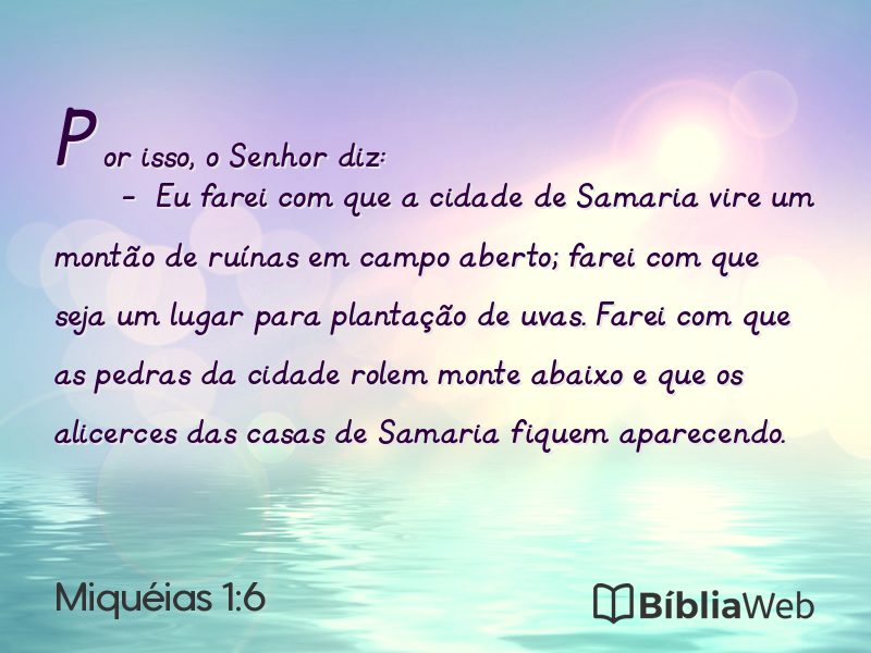 Miquéias 1:6 em imagem para compartilhar