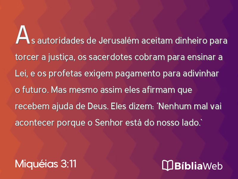 Miquéias 3:11 em imagem para compartilhar