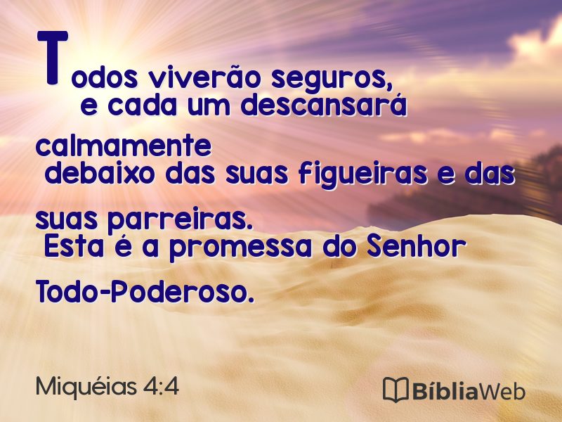 Miquéias 4:4 em imagem para compartilhar