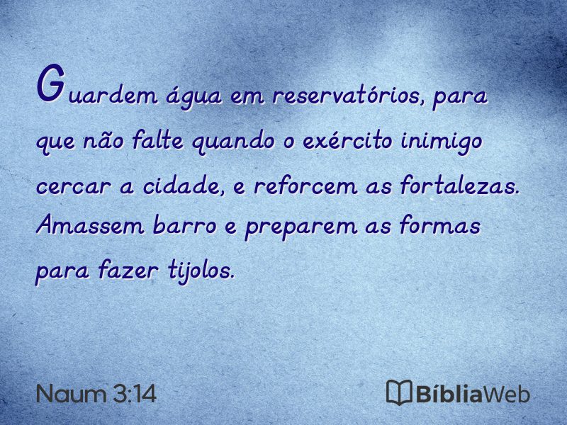 Naum 3:14 em imagem para compartilhar