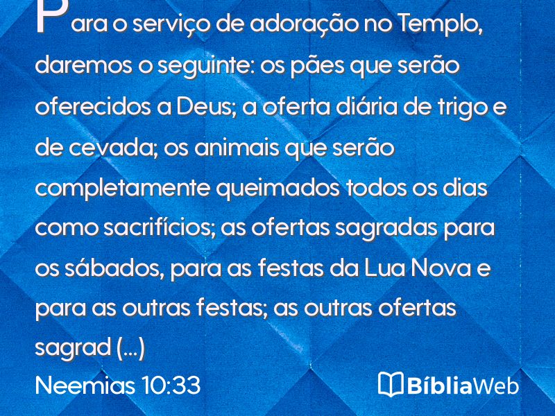 Neemias 10:33 em imagem para compartilhar