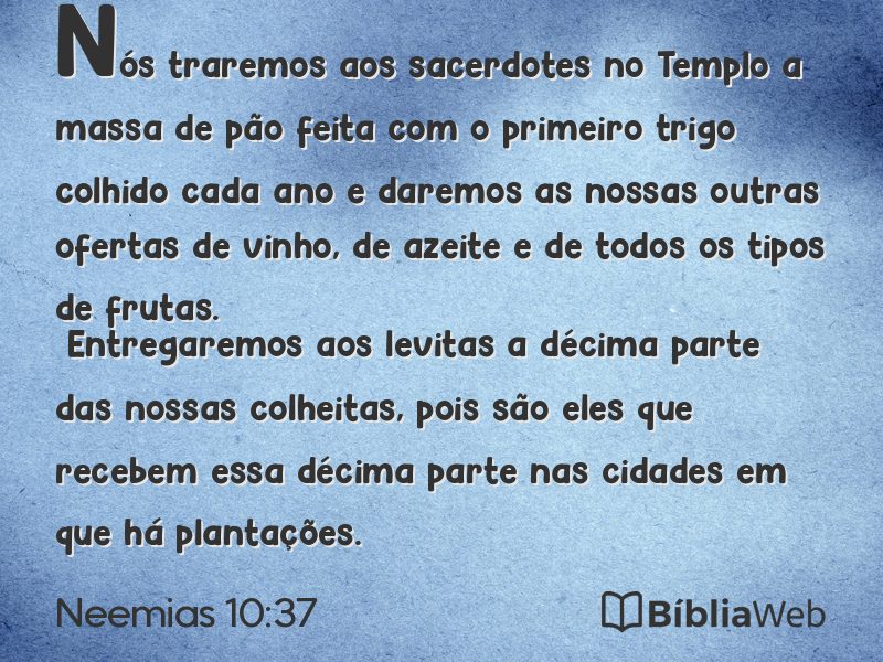 Neemias 10:37 em imagem para compartilhar
