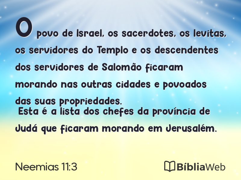 Neemias 11:3 em imagem para compartilhar