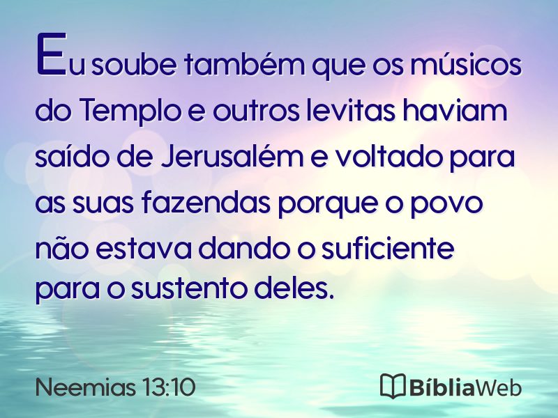 Neemias 13:10 em imagem para compartilhar