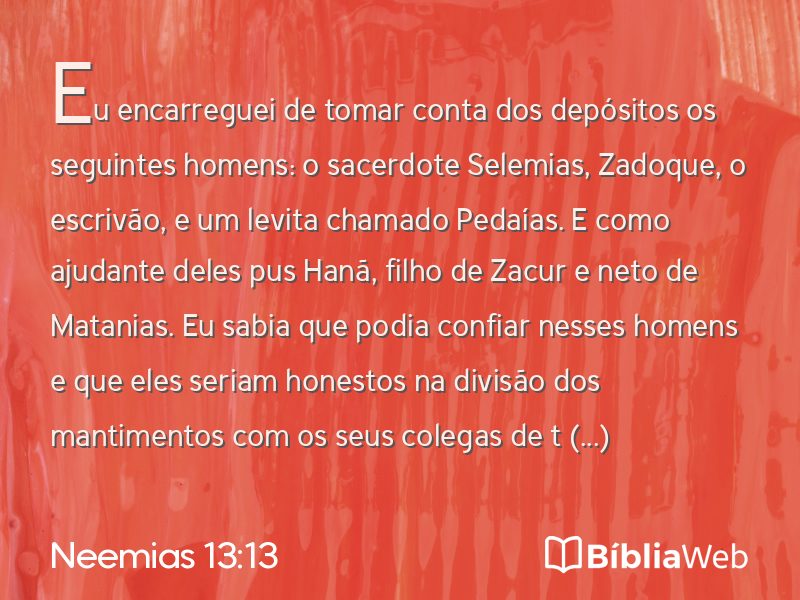 Neemias 13:13 em imagem para compartilhar