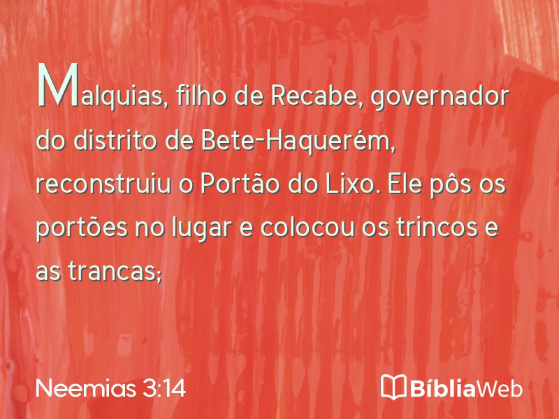 Neemias 3:14 em imagem para compartilhar