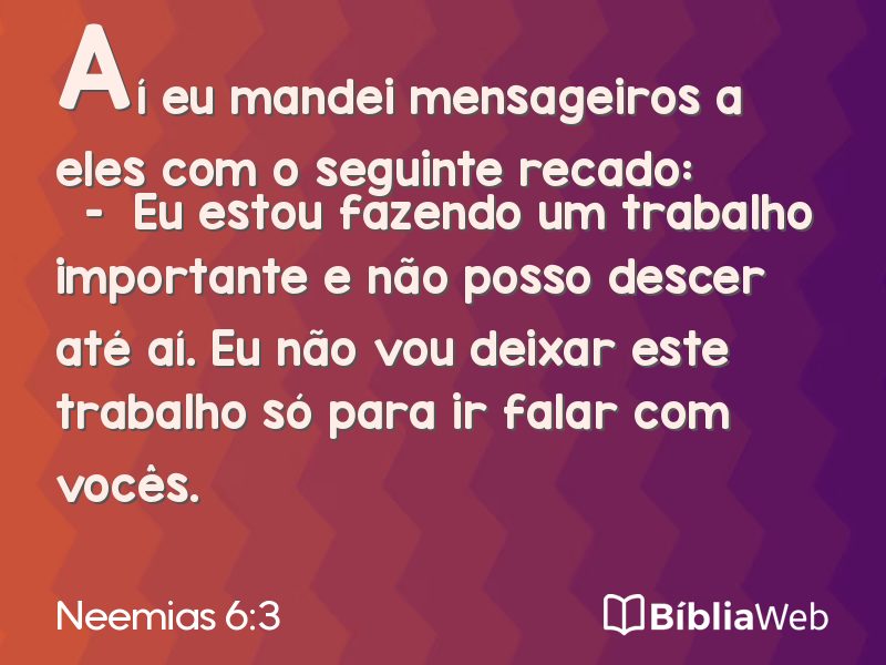 Neemias 6:3 em imagem para compartilhar