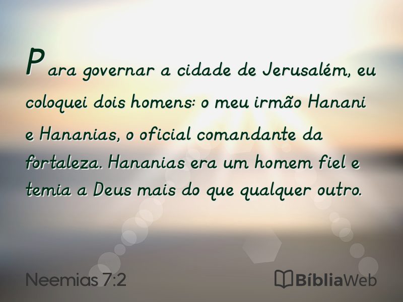 Neemias 7:2 em imagem para compartilhar