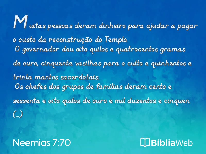 Neemias 7:70 em imagem para compartilhar