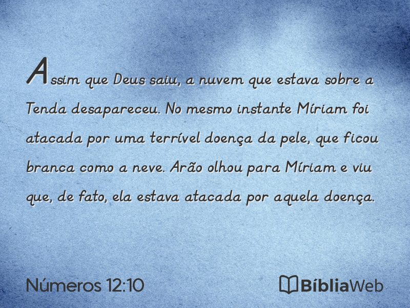 Números 12:10 em imagem para compartilhar