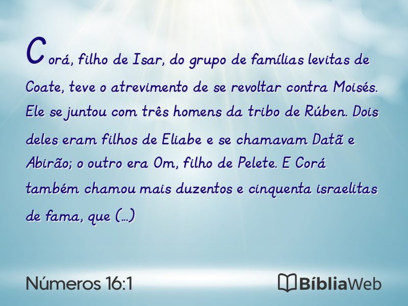 Números 16:1 em imagem para compartilhar
