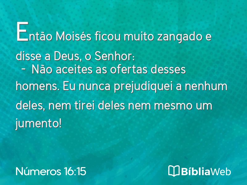 Números 16:15 em imagem para compartilhar