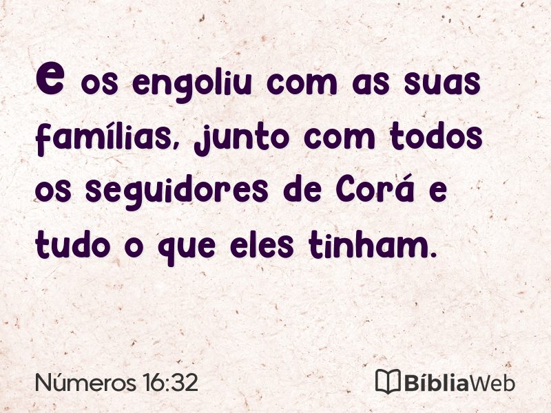 Números 16:32 em imagem para compartilhar