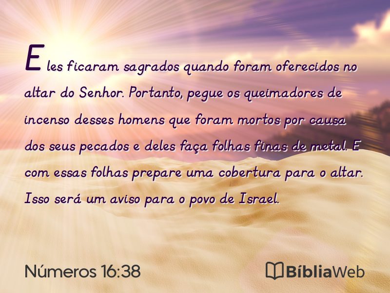 Números 16:38 em imagem para compartilhar