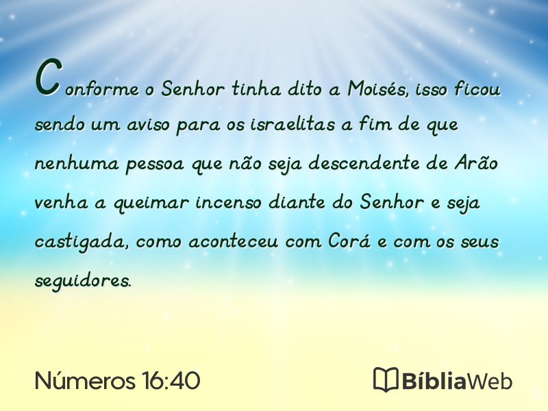 Números 16:40 em imagem para compartilhar