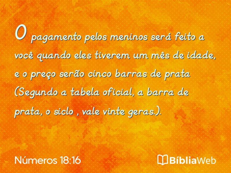 Números 18:16 em imagem para compartilhar