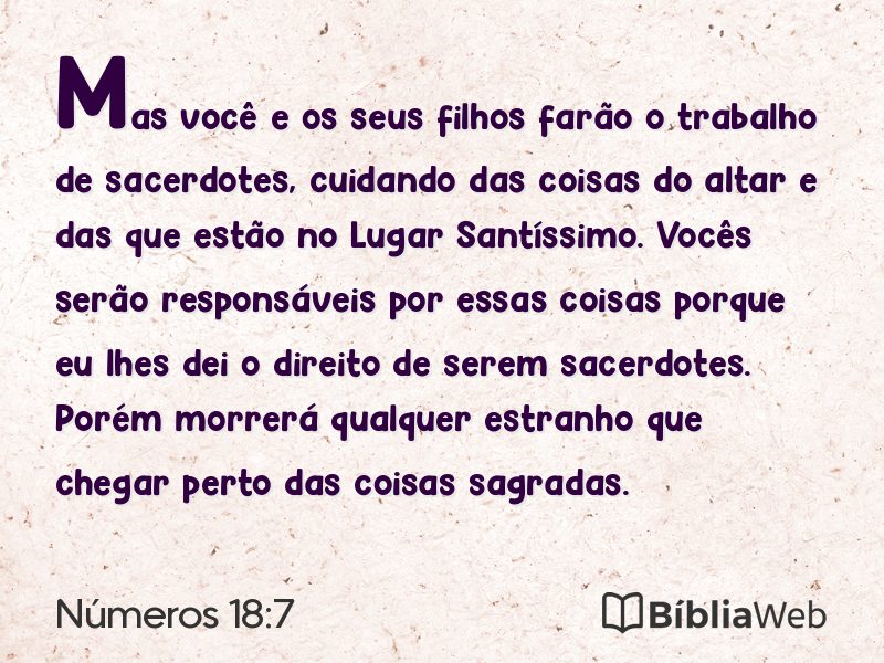 Números 18:7 em imagem para compartilhar