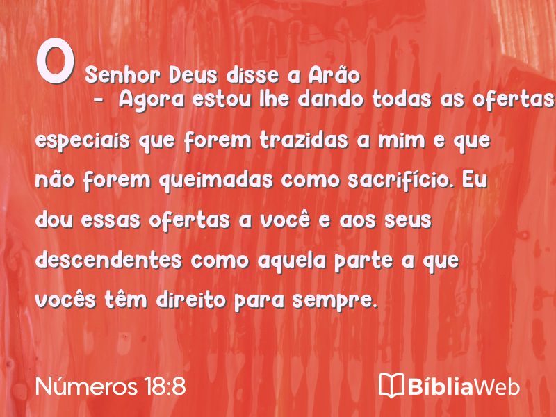 Números 18:8 em imagem para compartilhar