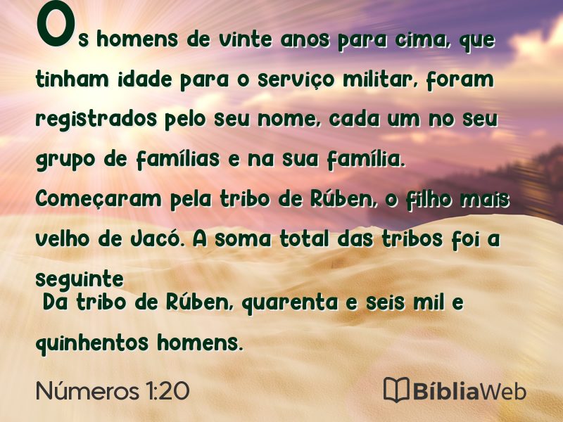 Números 1:20 em imagem para compartilhar