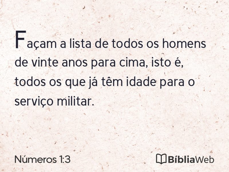 Números 1:3 em imagem para compartilhar