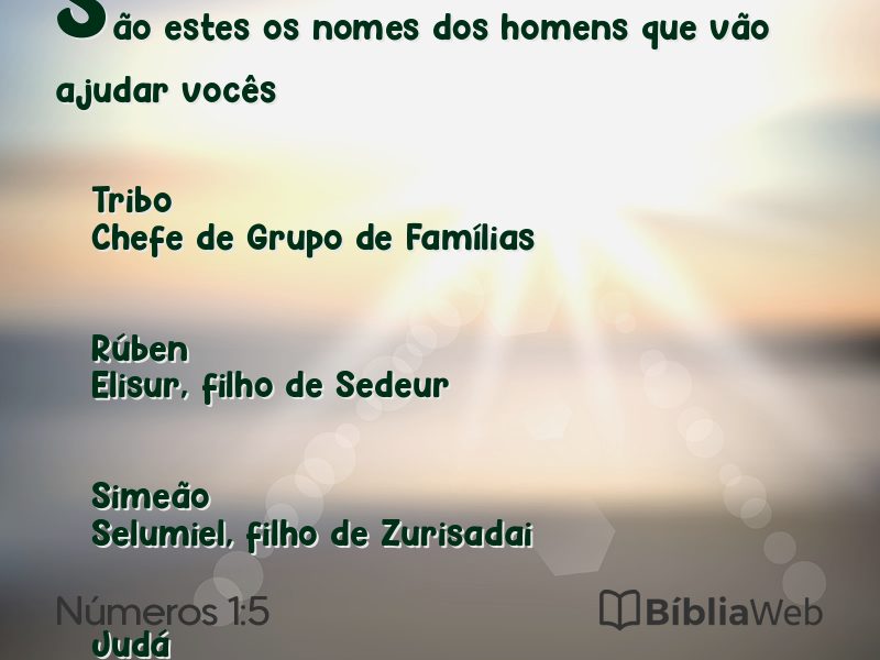 Números 1:5 em imagem para compartilhar